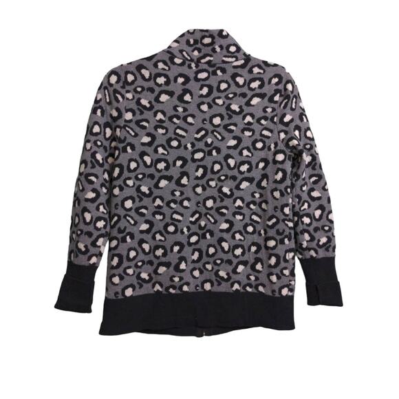 Rachel Zoe Womens Bomber Cardigan Sweater Gray Black Cotton Full Zip Mock Neck S - Picture 5 of 9